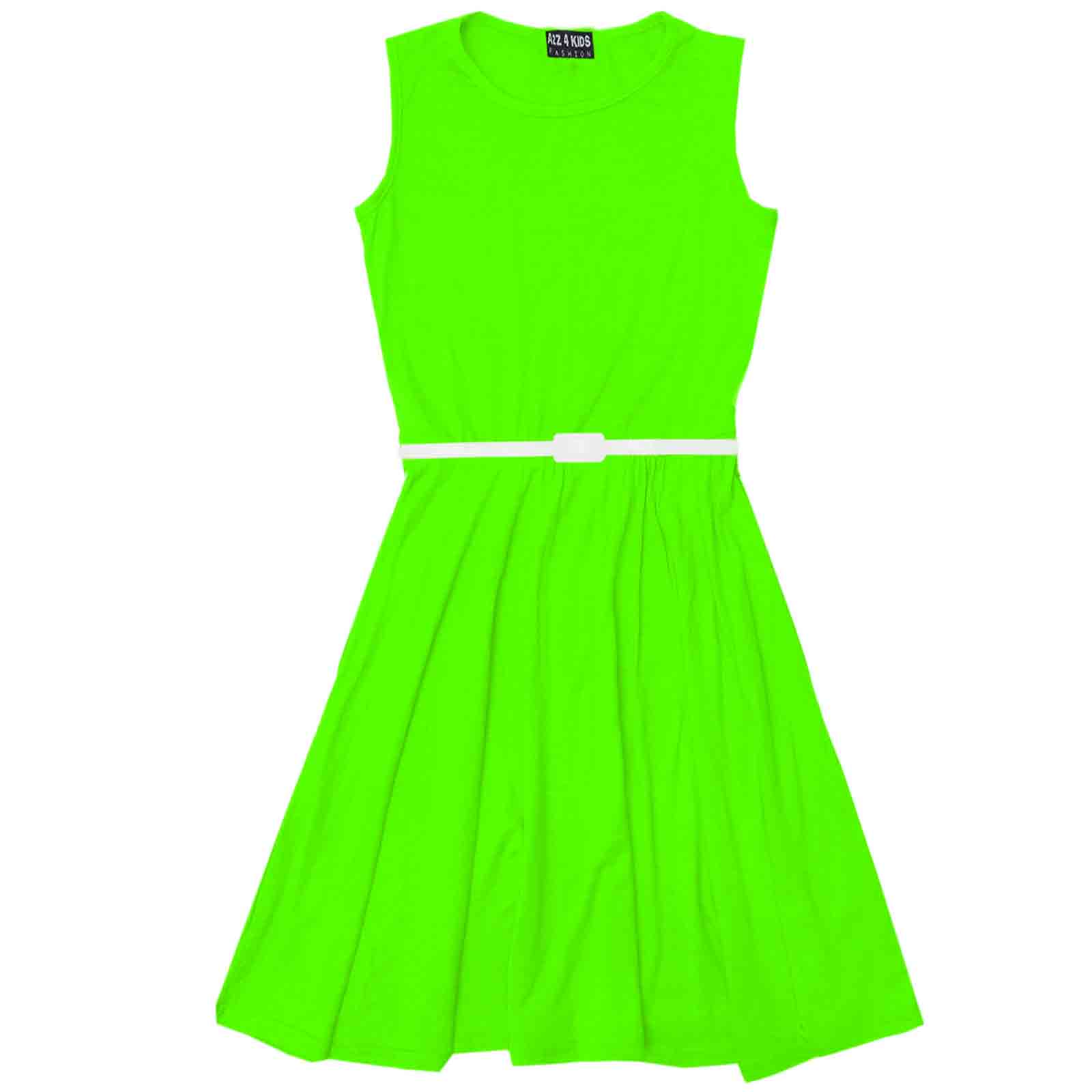 Girls Skater Dress Kids Party Dresses With Free Belt Age 7 8 9 10 11 12